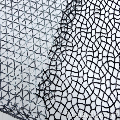 Tissu à paillettes en polyester 125cm à motif géométrique